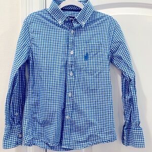 Boys Johnnie-O blue gingham dress shirt - size 8